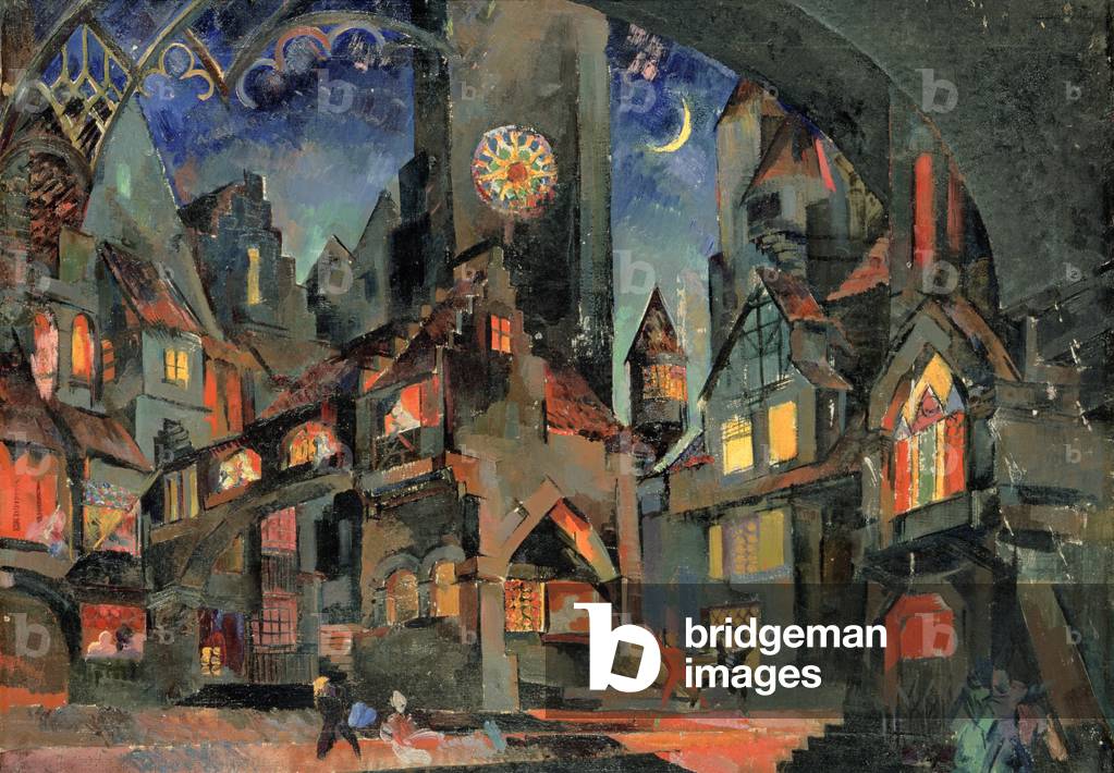 Stage design for Richard Wagner's opera 'Meistersinger von Nurnberg', 1929 (oil on canvas)