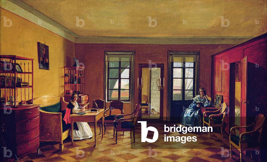 Interior of an attic (oil on canvas)