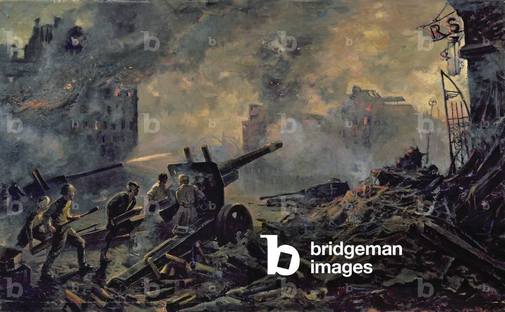 The Street Fighting of the Artillery during the Taking of Berlin, 1947 (oil on canvas)