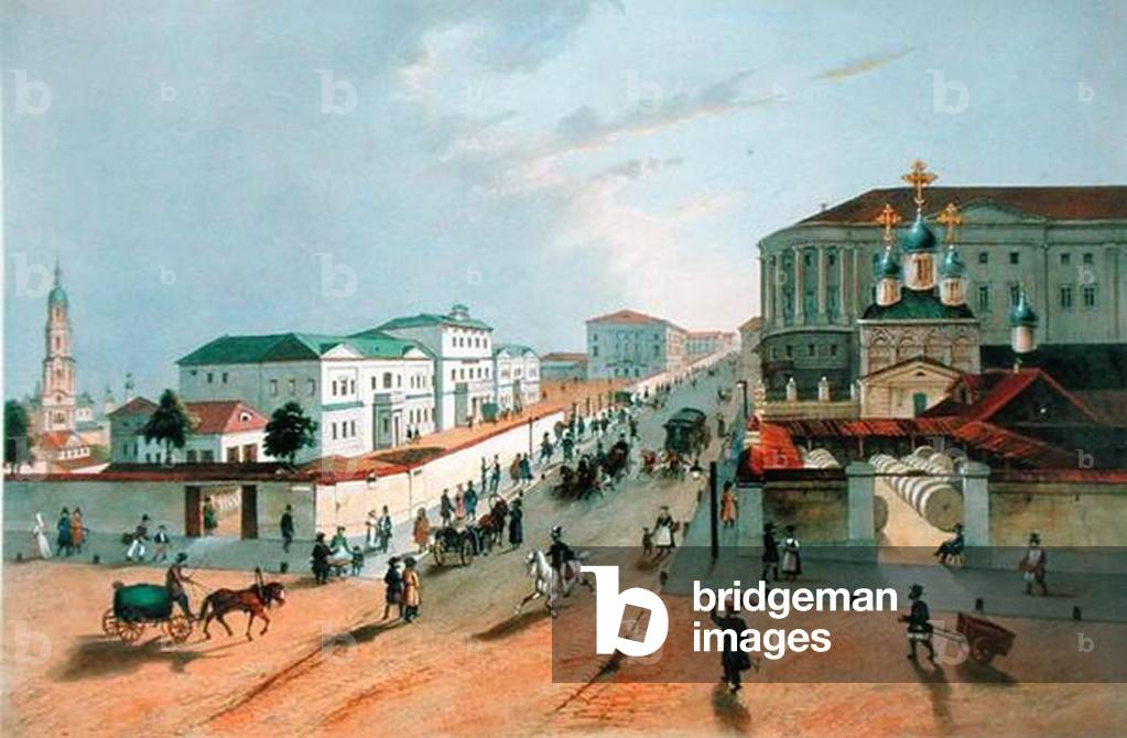 The Imperial Post Office in Moscow, engraved by A. Muller, 1840s (colour litho)