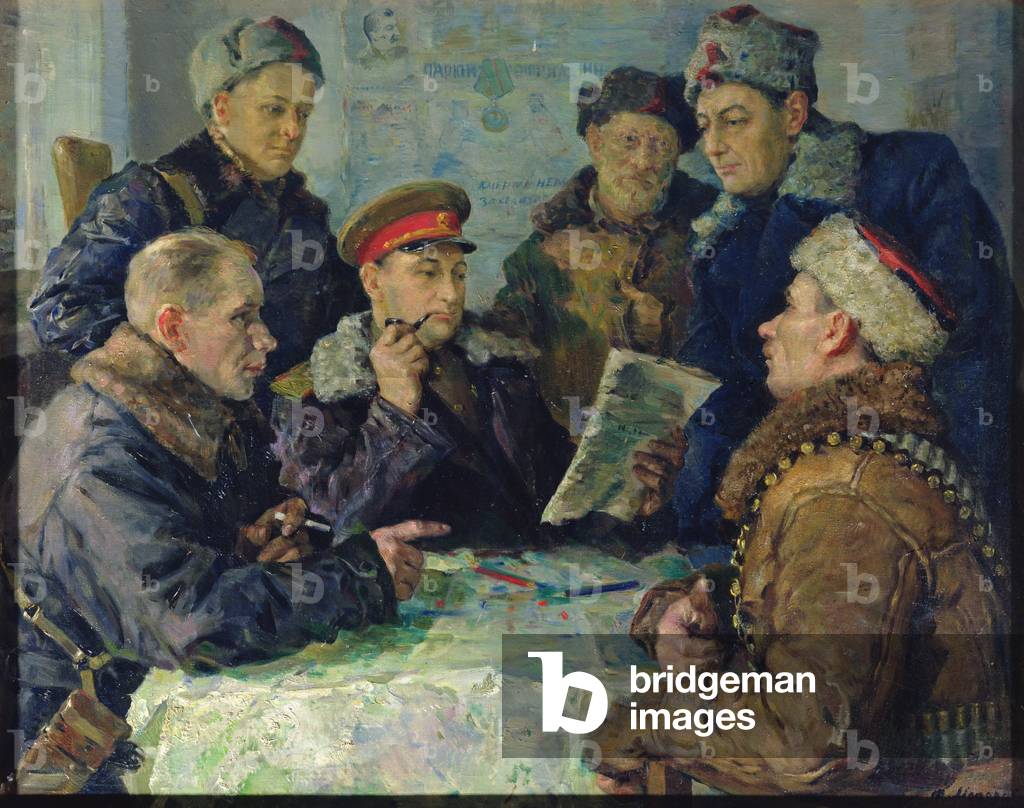 In the Headquarters of the Soviet Partisans Movement, c.1942-45 (oil on canvas)