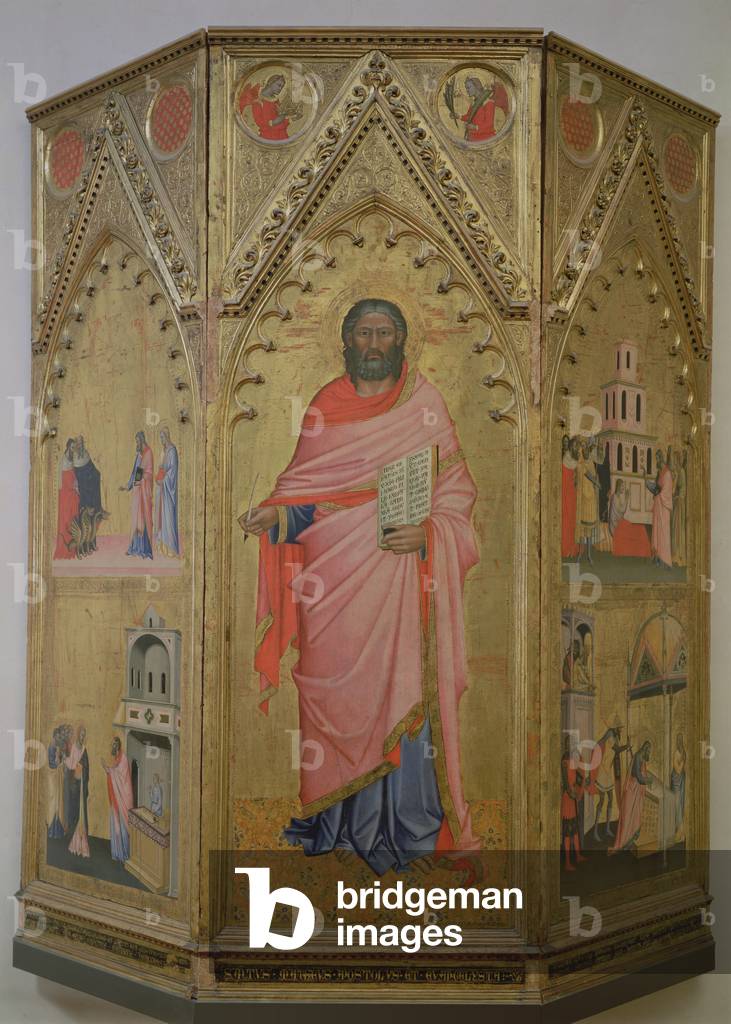 St Matthew and Scenes of his life (tempera on panel) 