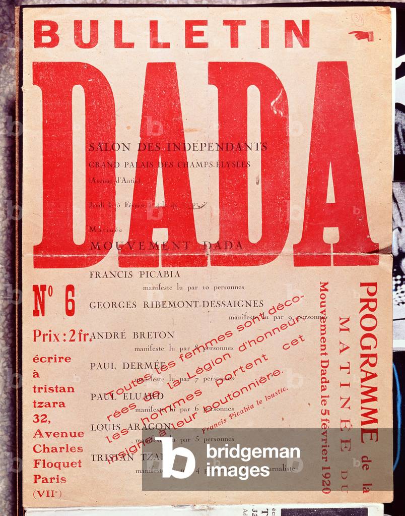 Front cover of 'Bulletin Dada No. 6', February 1920 (colour litho)