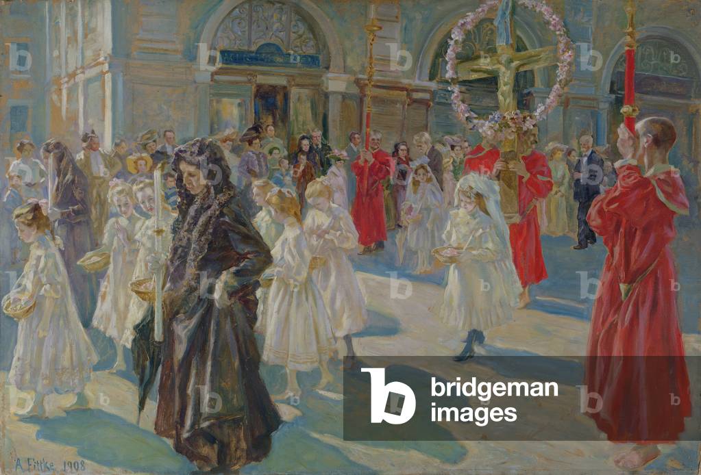 Procession of Corpus Christi in Piazza Grande in Trieste, 1908 