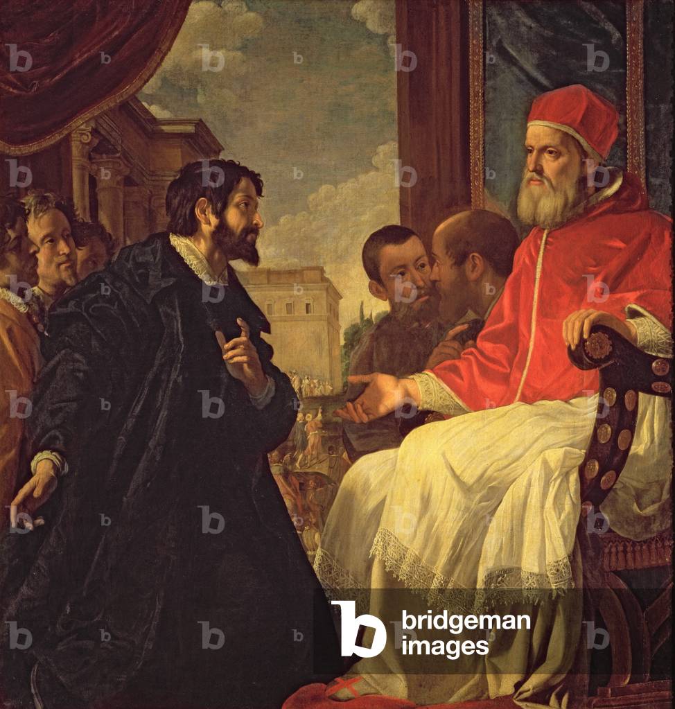 Michelangelo and Pope Julius II (oil on canvas)