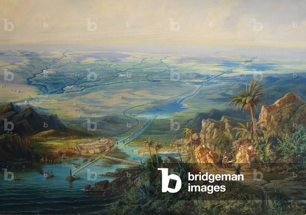 The Suez Canal, 1864 (oil on canvas)