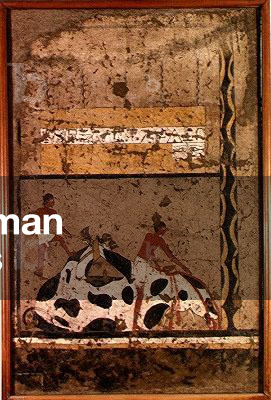 Funerary sacrifice of a bull, from the Tomb of Iti (wall painting)