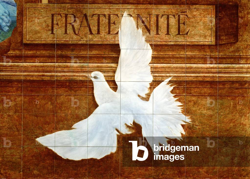 Europe, Fraternity and a dove (ceramic mural) (detail of 70727, see also 70729-30)
