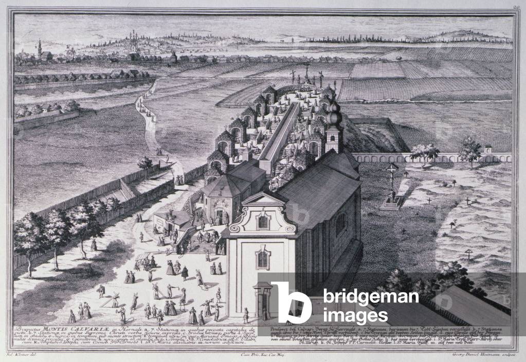 View of Calvary Hill near Vienna engraved by Georg-Daniel Heumann (1691-1759) (engraving)