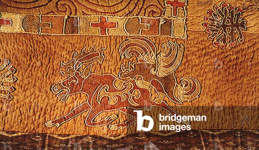 Detail of a carpet, Noin Ula, Xiongu Era (wool, silk & applique)