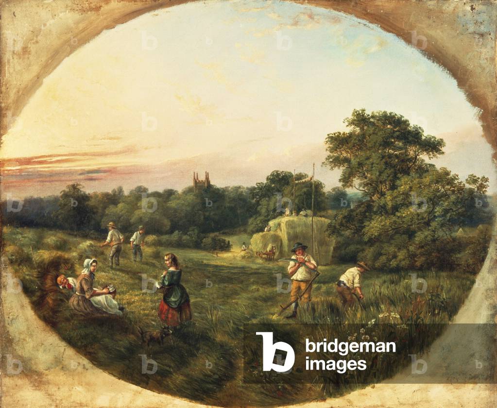 Haymaking in Matthew's Field, Handsworth, 1859 (oil on canvas)