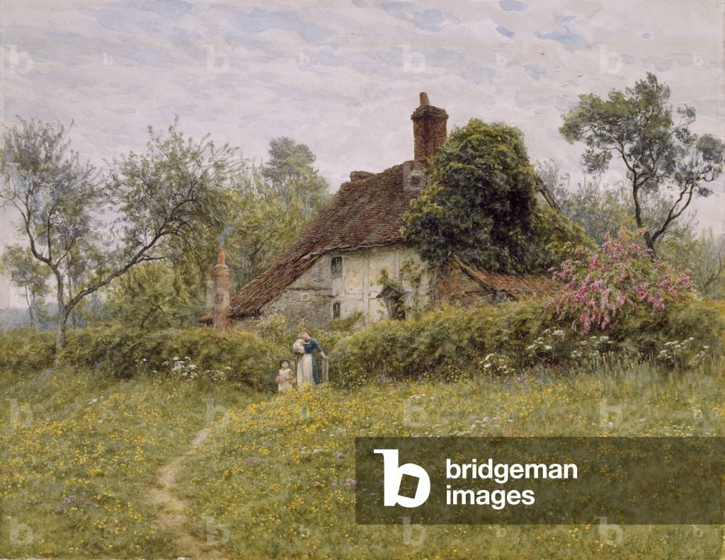 Old Cottages at Pinner, 1895 (w/c on paper)