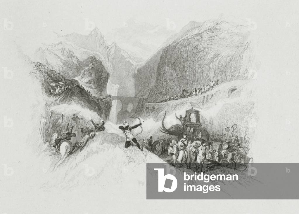 Hannibal (247-183 BC) Passing the Alps, 1830 (proof impression of engraving on steel)