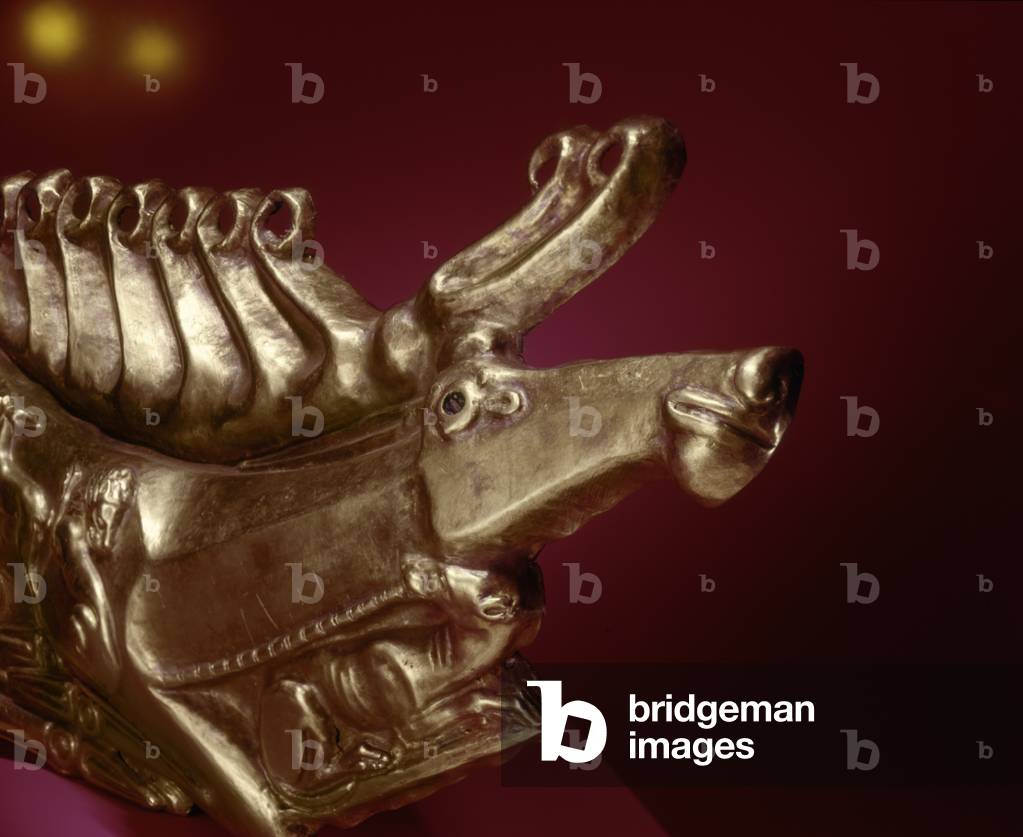 Recumbent stag, decorated on the body with greyhound and lion (gold) (detail of 389338)