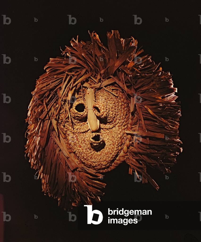 A Seneca mask used in winter rites (corn husk)