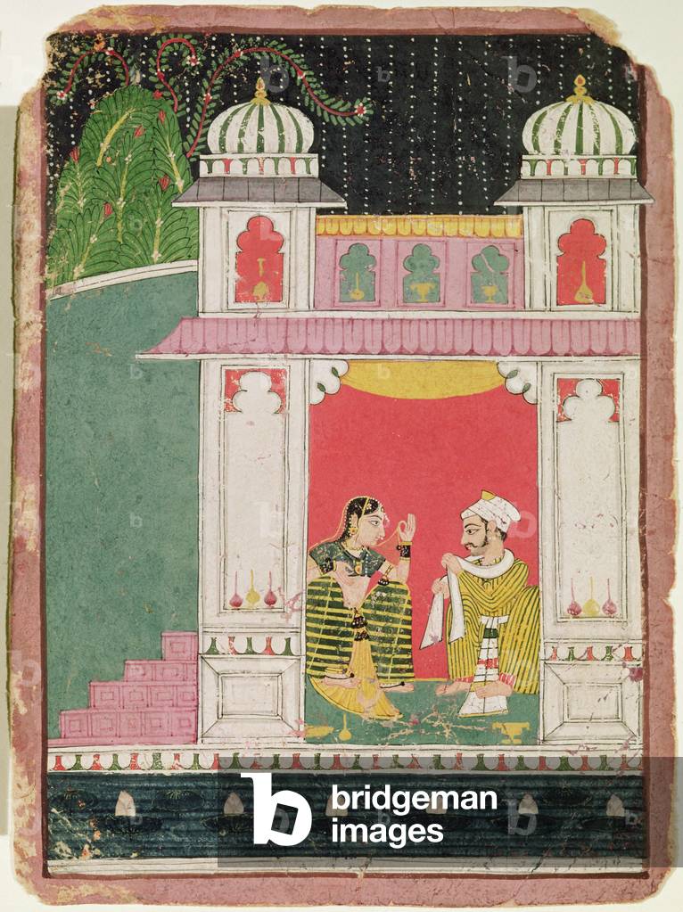 Heldin und ihr Liebhaber in einem Pavillon, um 1640-50 (Tinte & w/c auf Papier)