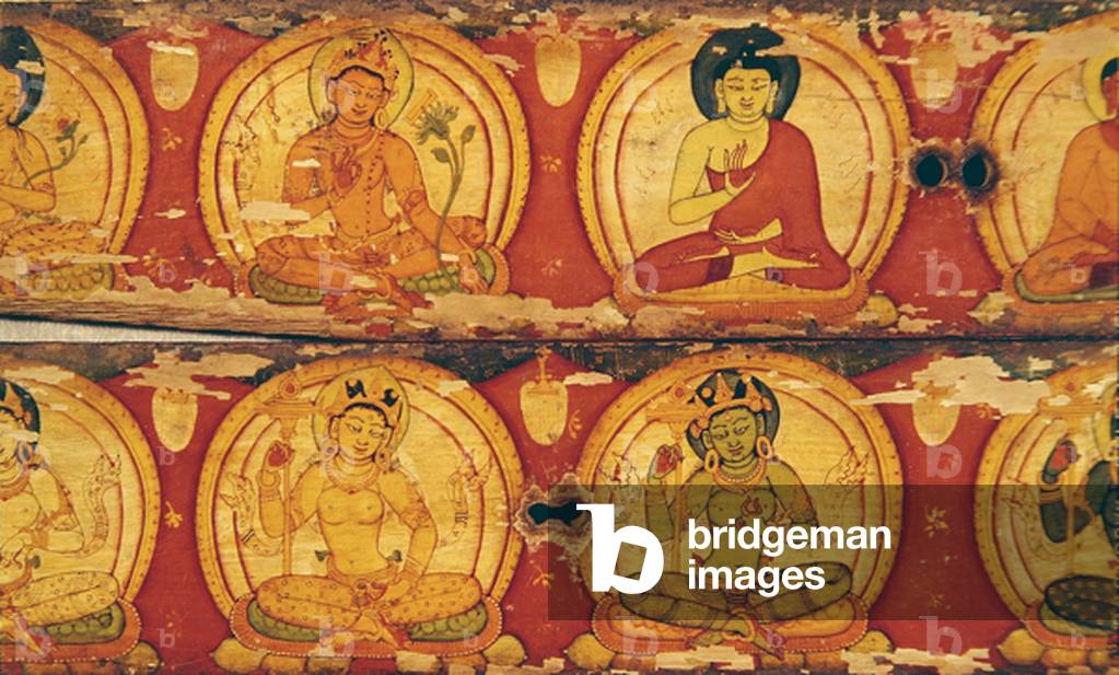 Four Deities (ink & colour on wood)