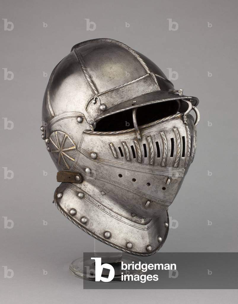 Burgonet with Falling Buffe possibly from an Armour of William Herbert, 1st Earl of Pembroke, c.1550 (steel with traces of gilding & leather)