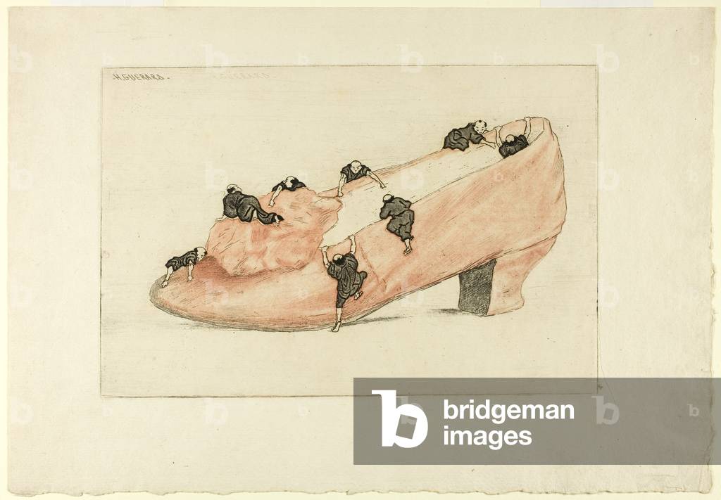 The Assault of the Shoe, 1888 (etching, with open bite, in light red & black on cream laid paper)