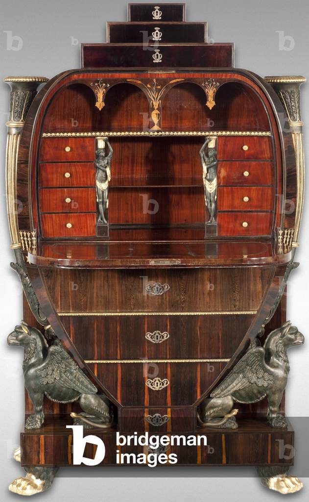 Fall-Front Desk, c.1810 (various woods & gilt-bronze mounts)