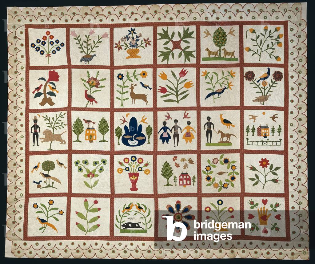 Bedcover known as Album Quilt, 1854 (cotton)