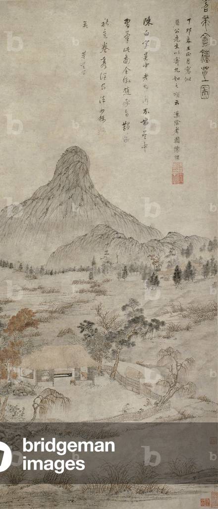 Planting Fragrant Fungus at the Tiaozhou'an, Ming dynasty (1368-1644), 1627 (hanging scroll; ink and light colour on paper)