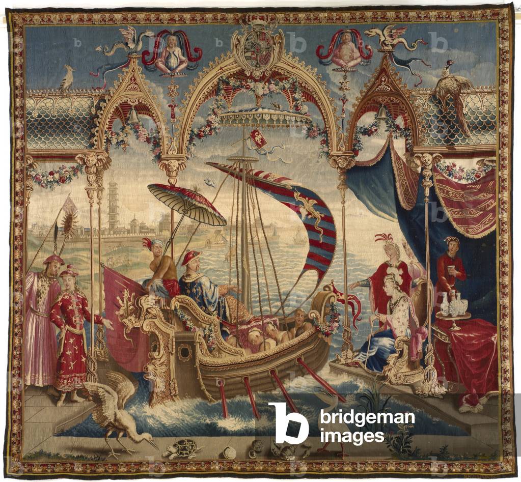 The Emperor Sailing, from The Story of the Emperor of China, 1716-22 (wool, silk, & silvered- & gilt-metal-strip-wrapped silk)