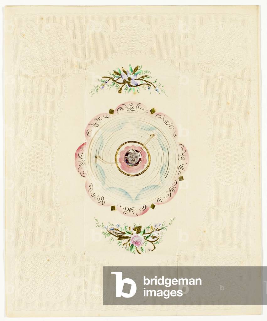 Be Thine, c.1830 (colour print valentine with lace border)