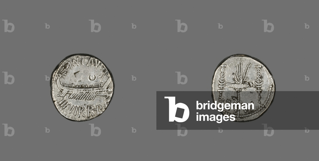 Denarius depicting a Galley, 31 BC (silver)