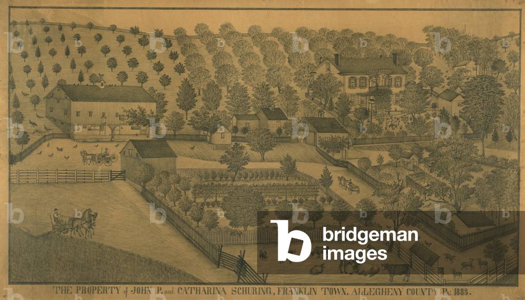 The Property of John P. and Catharina Schuring, Franklin Town, Allegheny County, Pennsylvania, 1883 (graphite on paper)