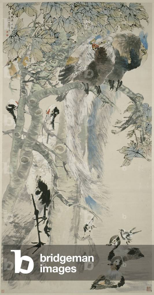 The Five Virtues, Qing dynasty, 1895  (hanging scroll with ink and colours on paper)