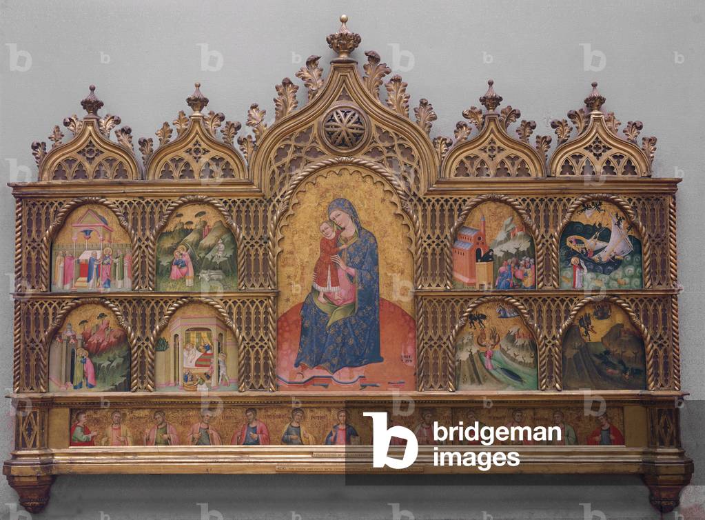 die jungfrau und kind mit Legendäre Szenen (tempera auf tafel mit gold)