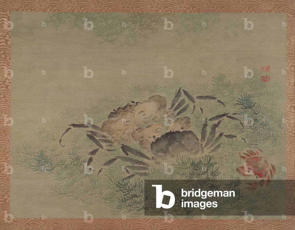 Crabs, 1851 (watercolour on silk)
