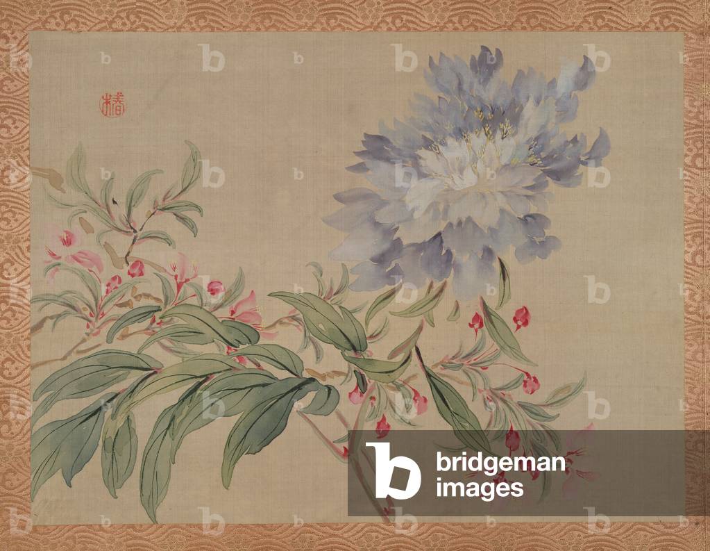 Blossom and a flower, 1851 (watercolour on silk)