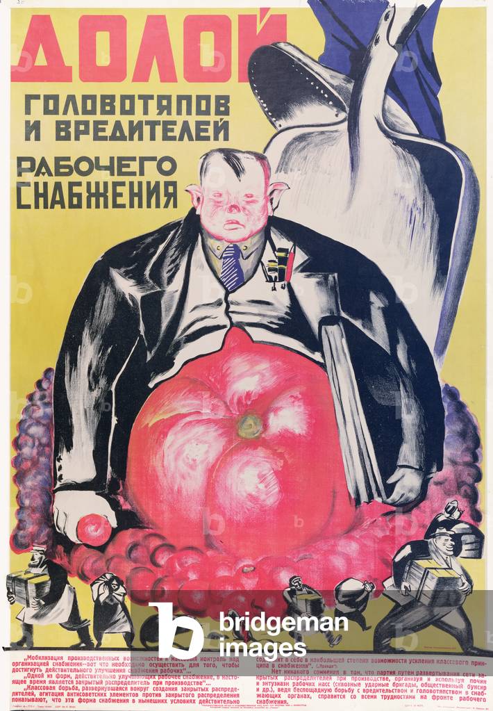 Down with those who keep supply of food from the workers, 1931 (colour litho)