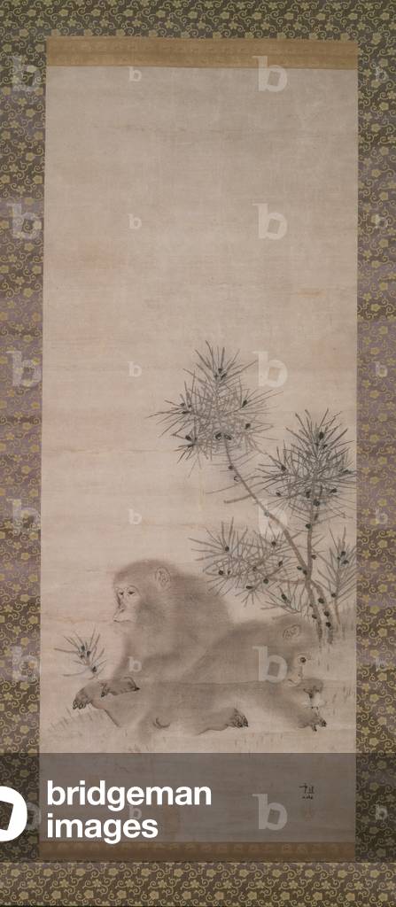 Monkeys with pine saplings and butterfly, c.1800 (watercolour on paper)