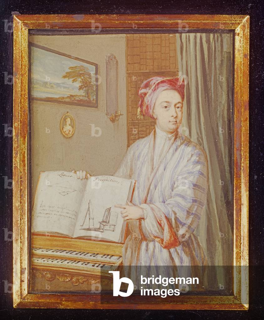 Portrait de Brook Taylor (1685-1731) 1720 (sans c & couleur du corps sur le vellum posé sur la carte), 1720 pa