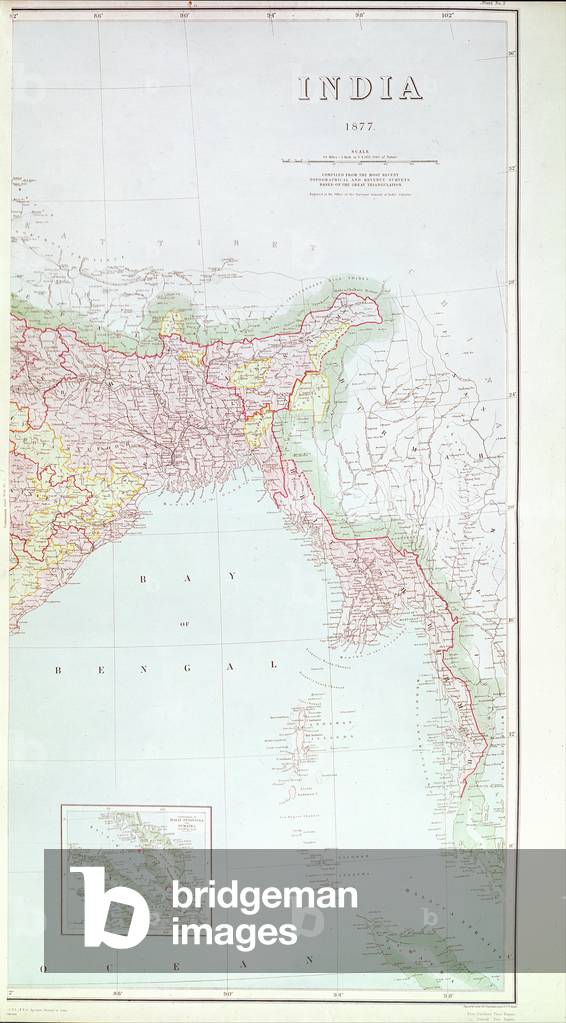 Map of India, 1877 (colour litho)