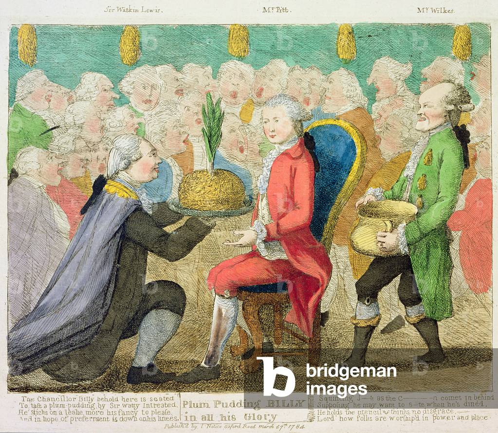 “Pflaumenpudding Billy in all his Glory”, 1784 (Farbgravur)