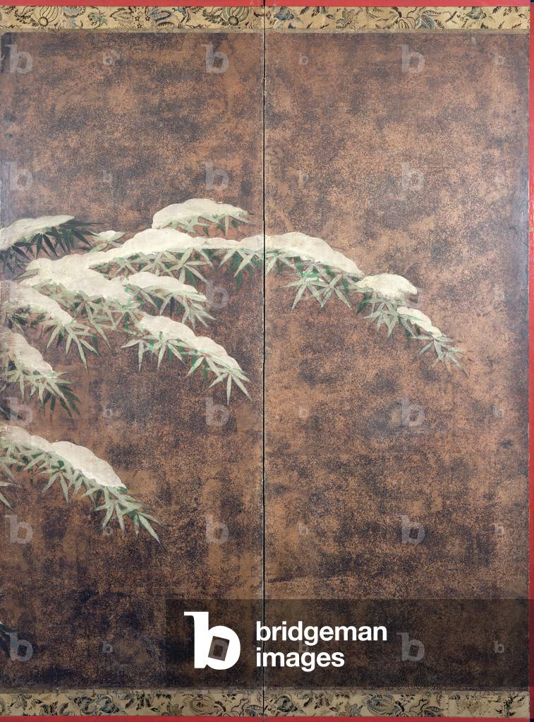 Bamboo in snow, c.1600 (ink, colours, gold and silver on paper)