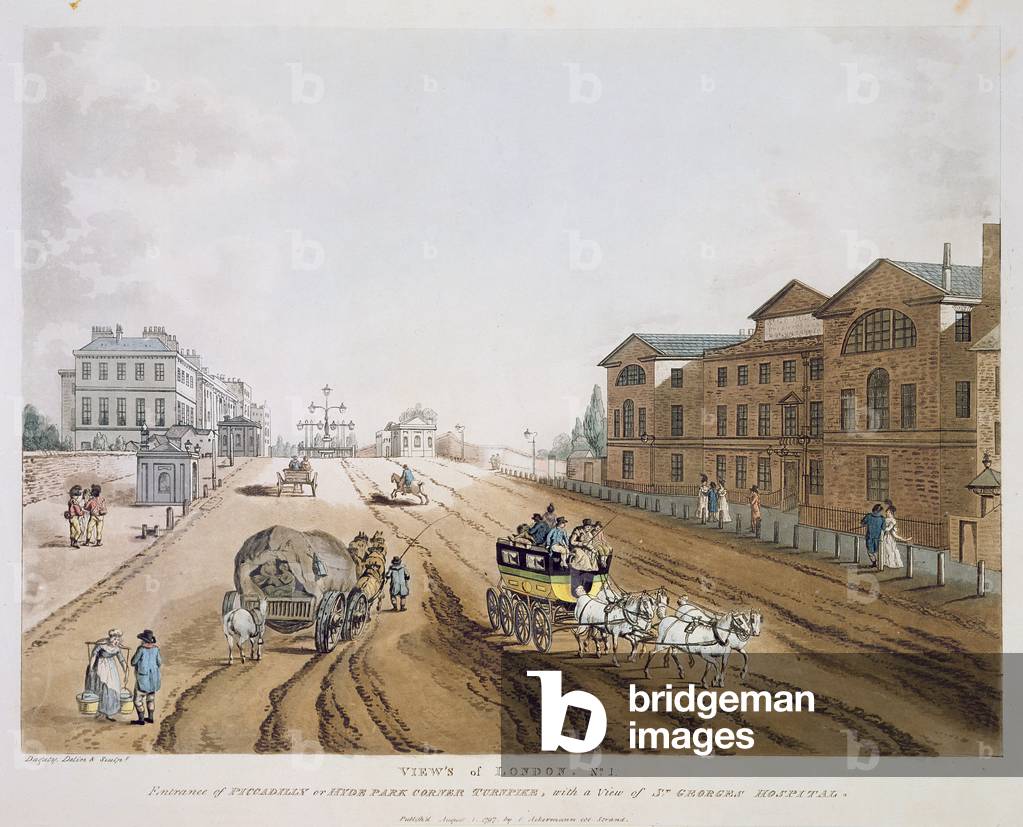 View of London, 1797 (colour engraving)