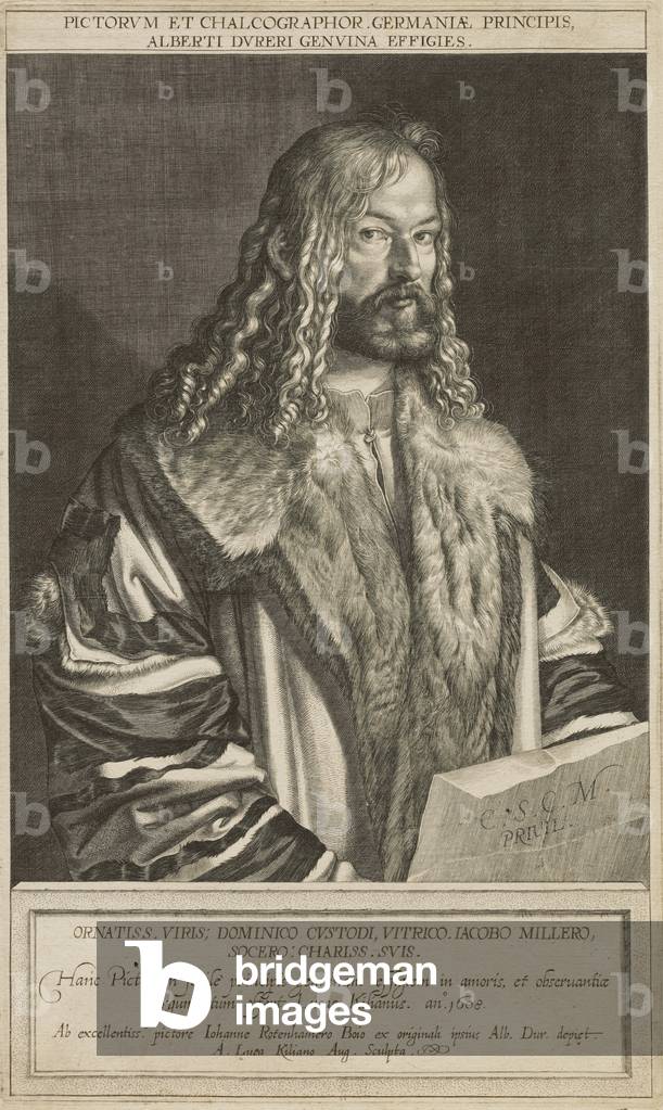 Portrait of Dürer, engraved by Lucas Kilian (1579-1637), 1608 (engraving)