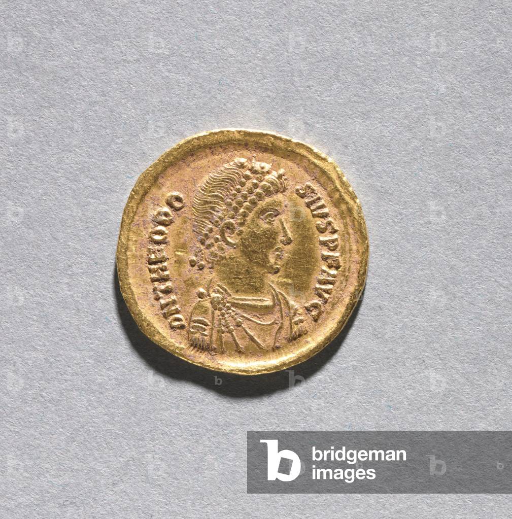 Solidus of Theodosius I the Great (obverse), 383-388 (gold) (see CVL 499733 for reverse)
