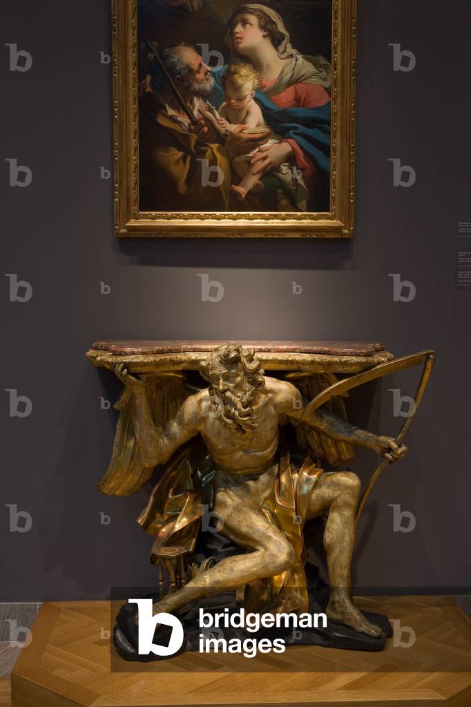 Console Table, probably Roman, c.1700 (painted & gilded wood, marble top)
