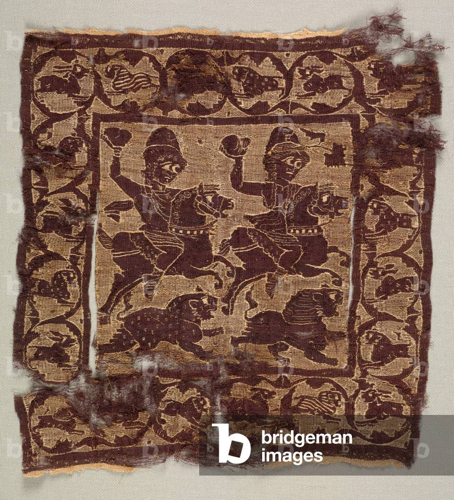 Ornamental square from a tunic (undyed linen & dyed wool)