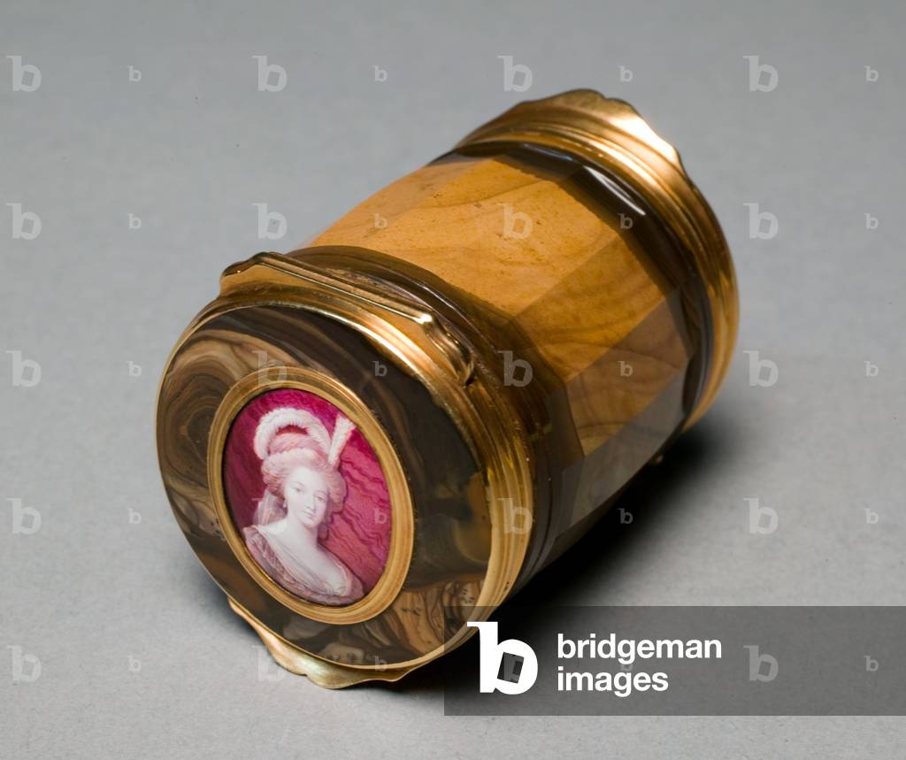 Double Snuff Box, c.1775-80 (gold-mounted agate, enamel rose camaïeu)
