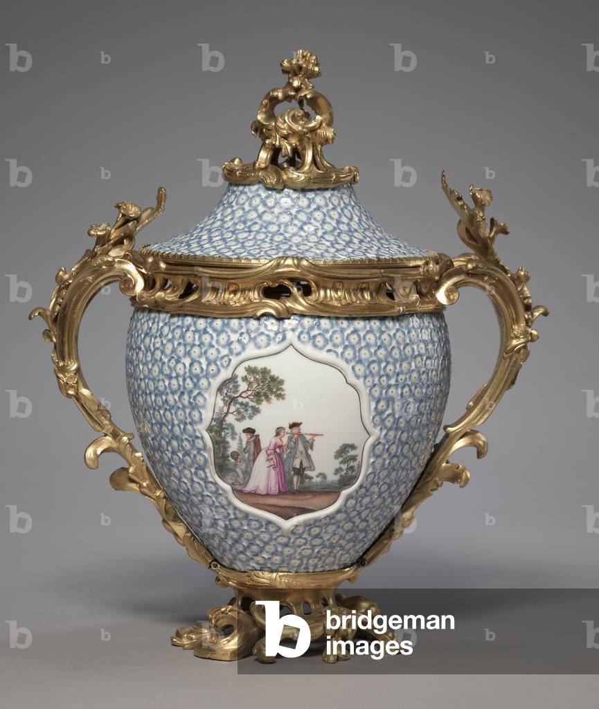Covered Vase, manufactured by Meissen Porcelain Factory, Germany, 1749 (porcelain mounted in gilt bronze) 