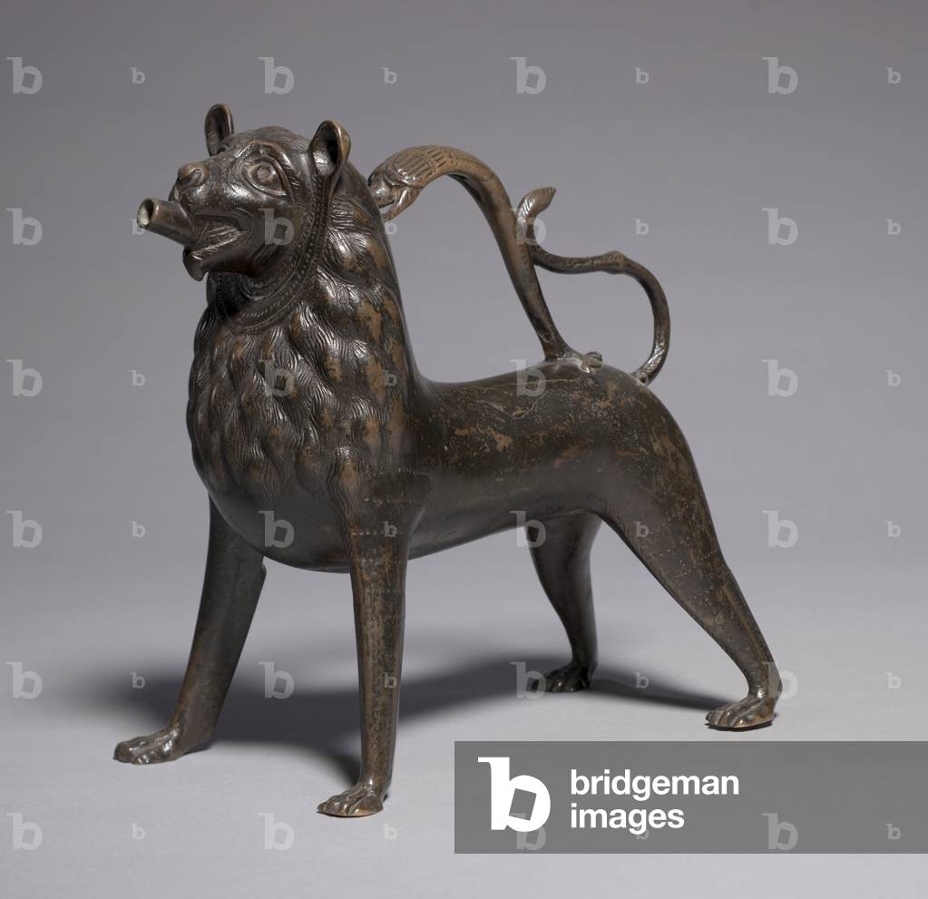 Lion Aquamanile, 1200-50 (cast, chased & punched bronze)

