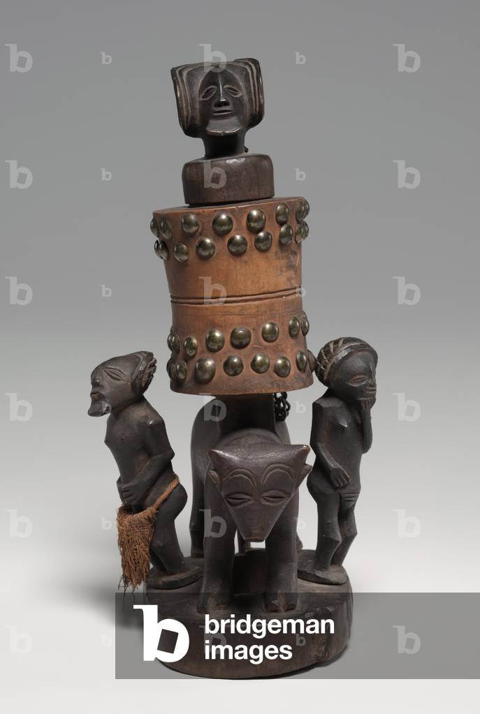 Mortar, late 1800s (wood, metal, fibre) 