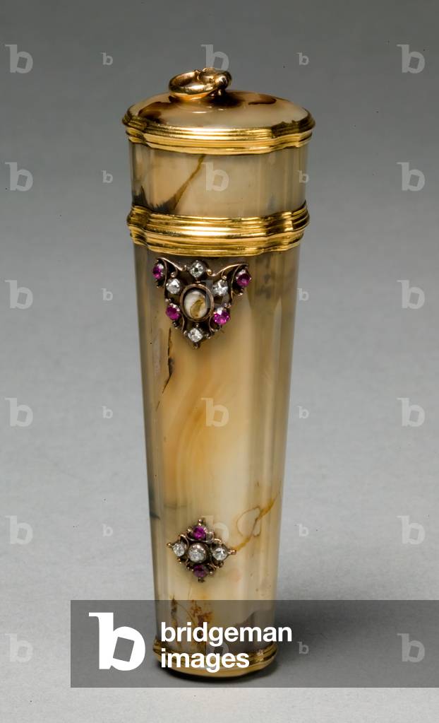 Case with Grooming Implements (Etui), c.1745-60 (gold mounted agate, diamonds, rubies, interior fitted with implements)
